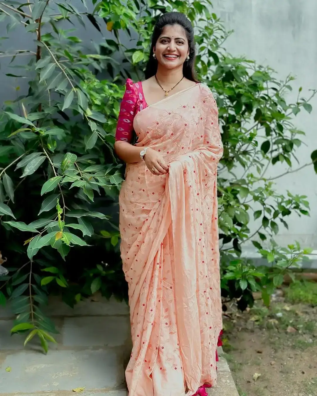 Hyderabad TV Actress Shiva Jyothi in Pink Saree